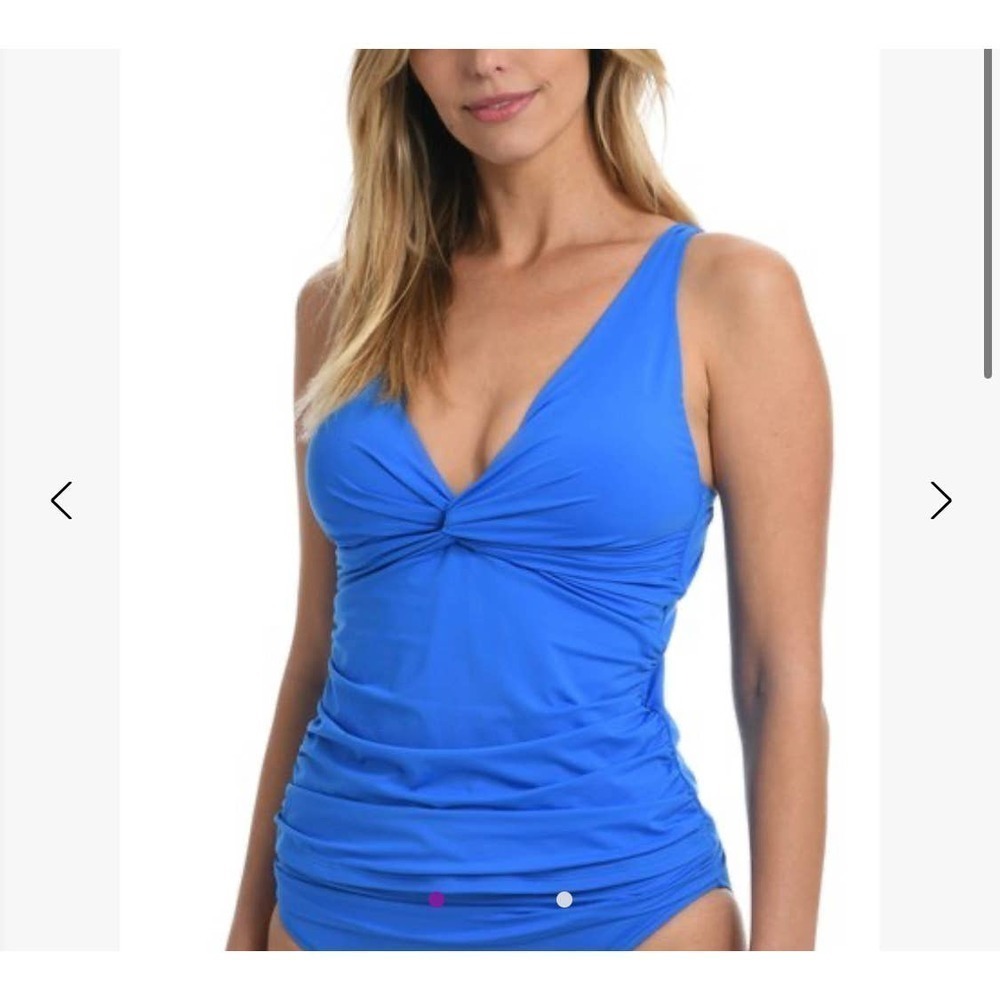 La Blanca Twist Front One Piece Swimsuit Strap Blue Women's Size 16 NWOT